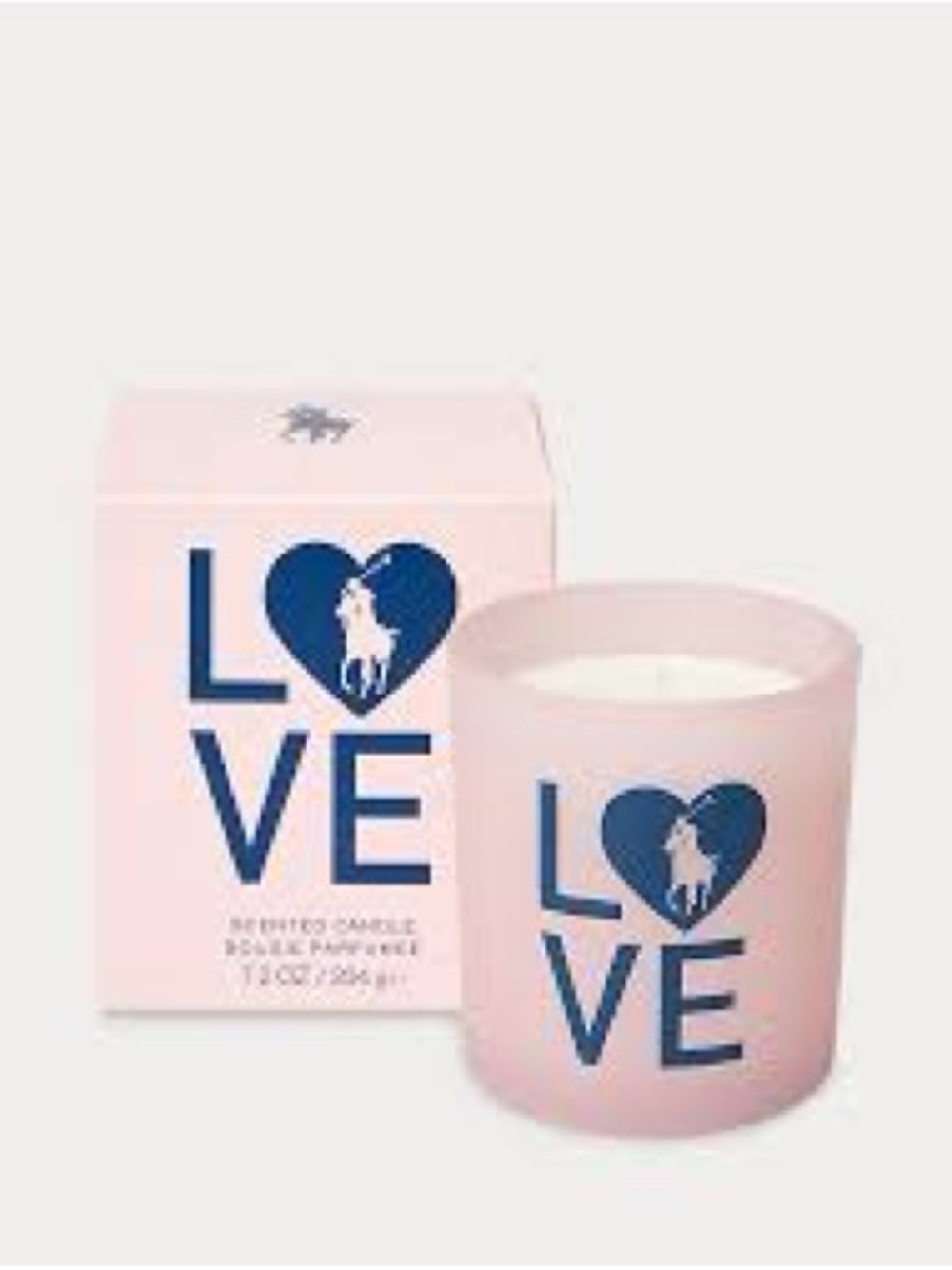 NIB Ralph Lauren Love Scented Candle in Light Pink with Navy Logo